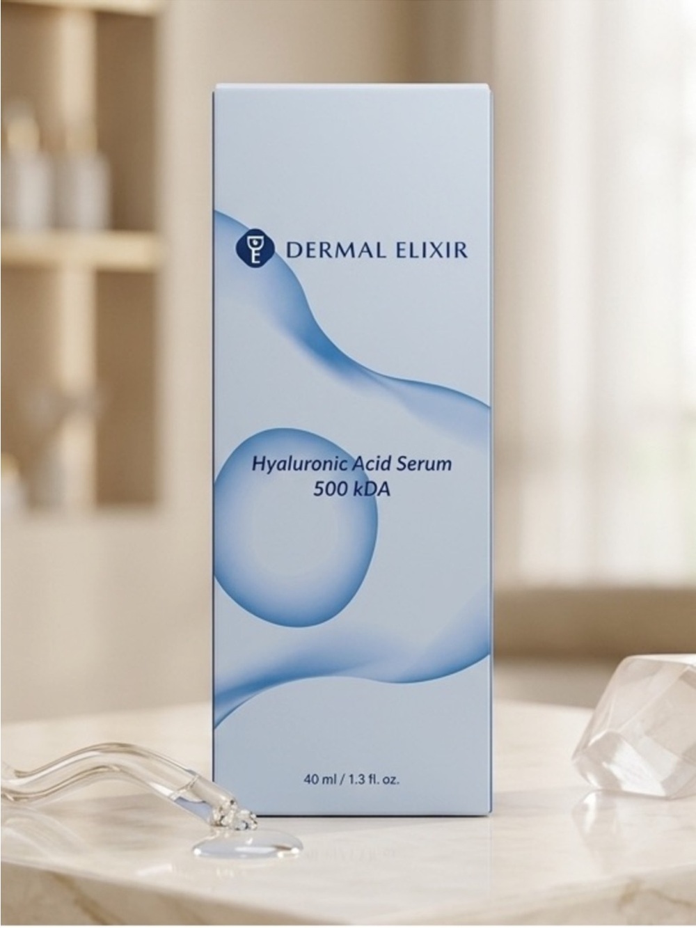 Dermal Elixir Hyaluronic Acid Serum 500 kDA NIB Retail $40